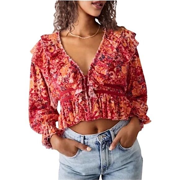 NWT Free People Rudi Ruffle Top - Picture 4 of 8